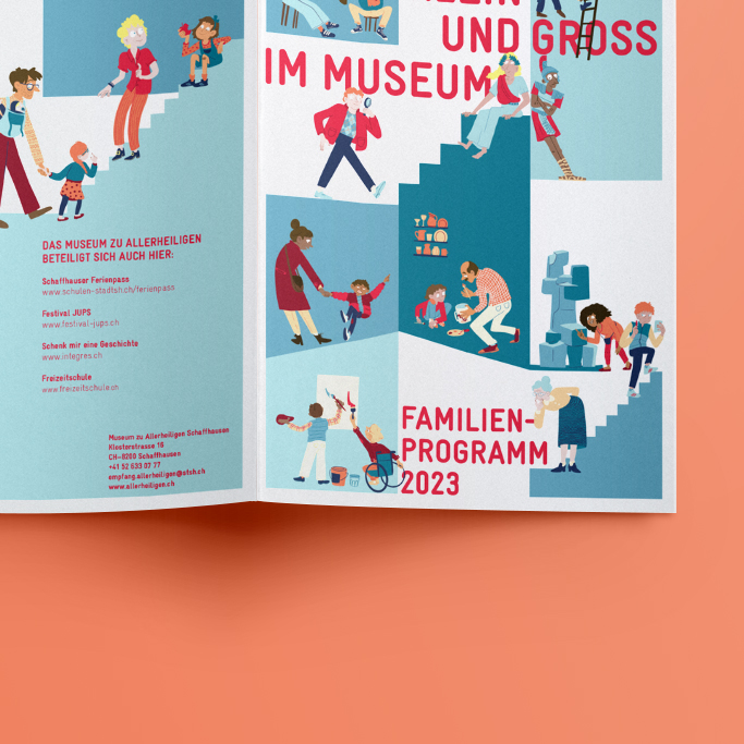 Jahresprogramm Illustration Museum zu Allerheiligen Wimmelbild Flyer